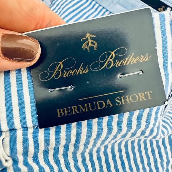 Brooks Brothers Mens Seersucker Bermuda Shorts Size 36 Blue Striped 9" Nautical - Picture 10 of 12